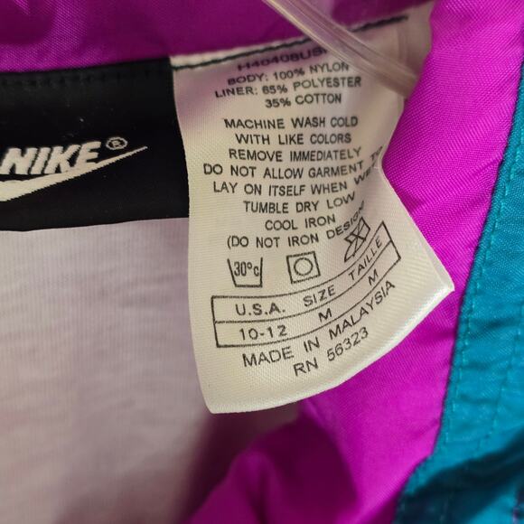 Retro Nike Track Windbreaker White/Purple/Green Vintage Blk/Wht Tag Size Med 90s - Picture 9 of 11